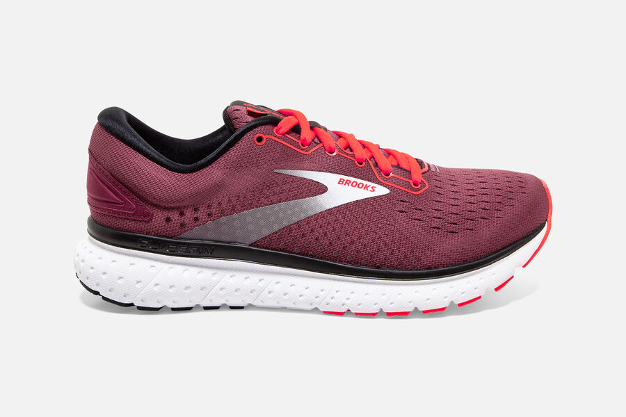 Brooks Glycerin 18 Womens UK - Road Running Shoes - Burgundy/Coral/White 628-IUHQPO